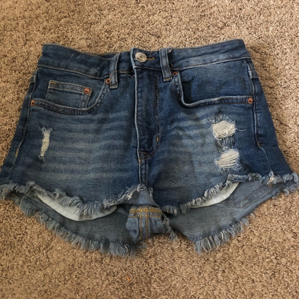 Ripped jean shorts